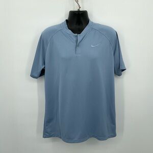 Nike Polo Shirt Mens Vapor Blade Collar Blue Performance Stretch Dri Fit | Large